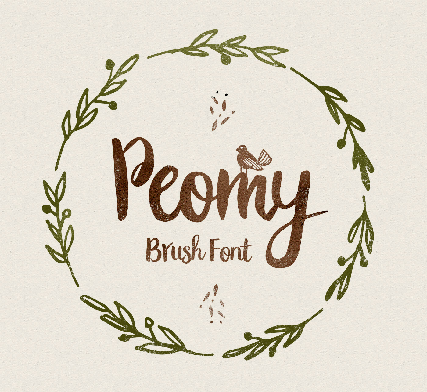 Peomy Extended Brush Font + Logos + Illustrations